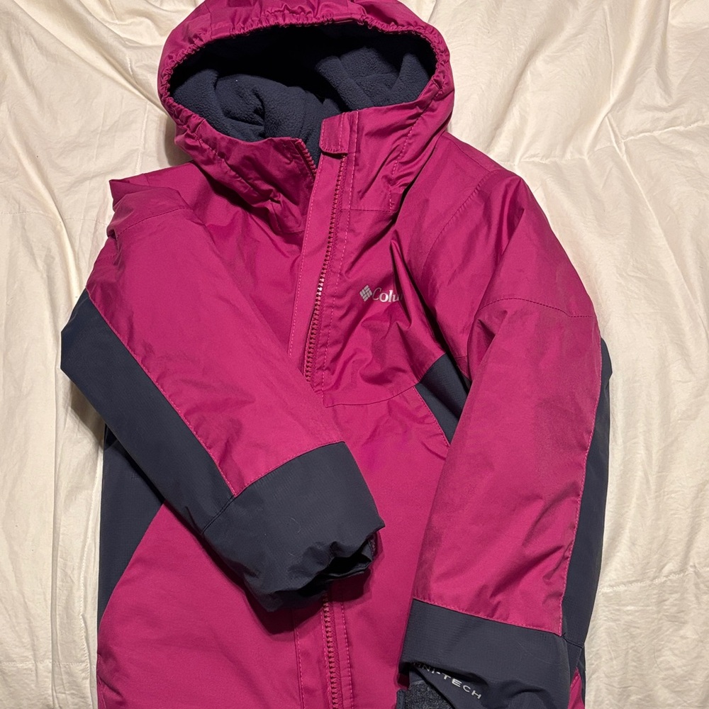 Girls Columbia Magenta and Dark Gray Hooded Jacket